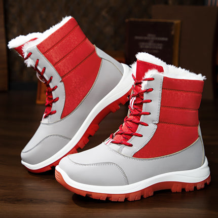 Women's Cotton Shoes, Winter Fleece-Lined and Thickened, New High-Top Cotton Boots, Cross-Border Dropshipping, Waterproof, Non-Slip, Lace-Up Snow Boots