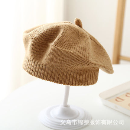 Spring and Autumn Korean Style Baby Boy and Girl Candy Color All-match Knitted Beret Children's Western Style Casual Wool Hat Paintler Hat