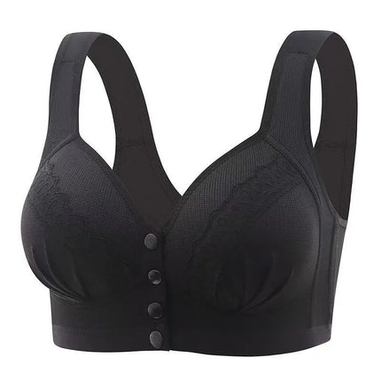 Breathable Cross-border Front Snap No Steel Ring Fixed Cup Bra Beautiful Back Traceless Top-up Thin Mom Vest-style Underwear