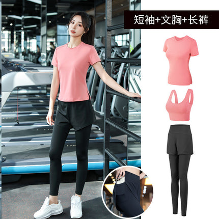 Yoga Clothing Suit for Women 2025 New Flesh-Covering Running Suit for Women Morning Running Sports Fitness Quick-Drying Clothing Wholesale