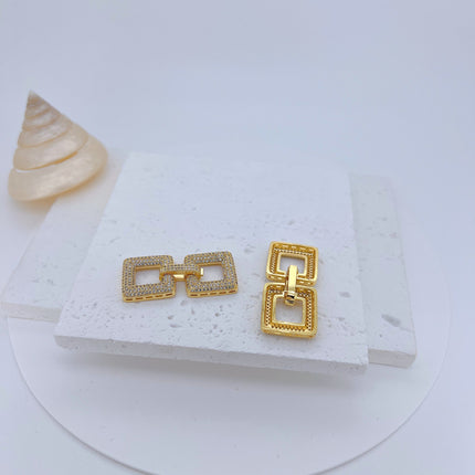 Wholesale micro inlay square necklace bracelet buckle jewelry accessories full zirconium necklace connection button DlY material accessories