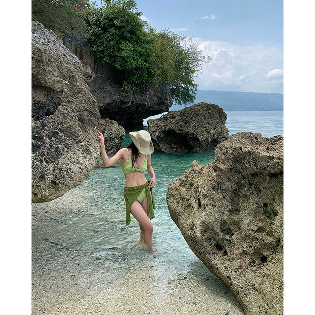 New Ins Style Split Swimsuit Women's Korean-style Bikini Tight Push-up Prellis Backless Three-point Bikini