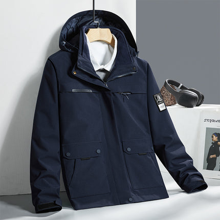 Winter Couple Outdoor Rush Clothes Three-in-One Hood Removable Liner Two-piece Warm Windproof Casual Rush Clothes