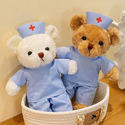 Nurse Uniform Doctor College Student Teddy Bear Doll Plush Toy Graduation Gift Logo