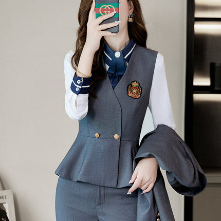 Elegant business wear vest suit Hotel KTV beauty salon work clothes women's suit three-piece kindergarten Garden clothes autumn