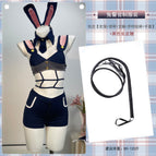 Police officer costume + black leather whip / One size fits all