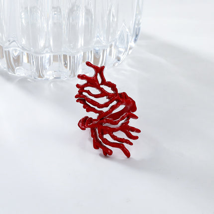 Summer Beach Coral-Shaped Ring and Bracelet Combination Set for Women, European and American Hip-Hop Bracelets, Exaggerated Cross-Border Supply