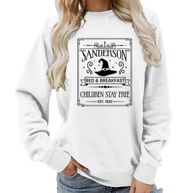Sanderson Bed Breakfast Printed Round Neck Women's Top Sweatshirt Autumn and Winter Amazon Loose