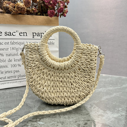Straw Bag Handwoven Bag Women's 2025 Seaside Vacation Outdoor Daily Beach Handbag Tote Bag