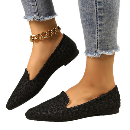 2025 New Foreign Trade Large Size Solid Color Pointed Toe Flat Soft Sole Casual Versatile Breathable Women's Shoes Trendy