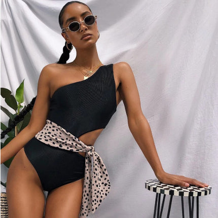 Cross-Border One-Piece Swimsuit for Women, High-End Huludao Swimsuit, Hot Spring Women's Conservative Leather Swimsuit