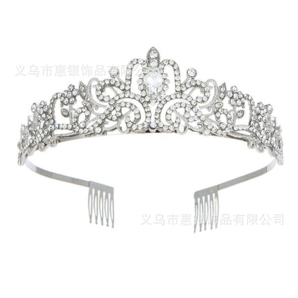Hot sale crystal diamond bride wedding hair crown birthday headdress hair accessories ball crown car show performance headband