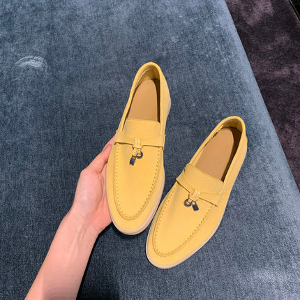 Sheepskin Version ~ Lp Tassel Lock Loafer Women's Flats Lazy Slip-On Versatile Soft-Soled Cashmere Flats