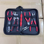 Red and black buckle pliers 5pc set (high-quality leather bag)