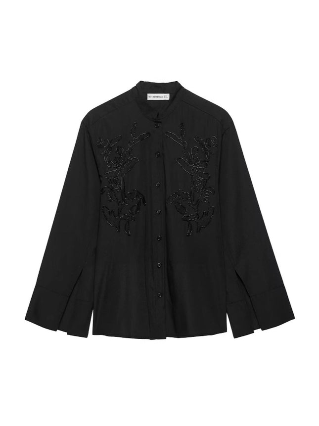 Cross-Border New Product 2025 European and American Style Women's Clothing Export Wholesale Zr Spot Embroidered Cotton Shirt