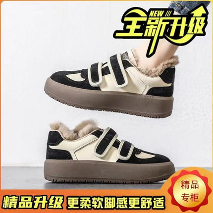 Z Student Dad Shoes 2024 New Thick-Soled Furry Plush Warm Versatile Cotton Shoes Casual Popular Skateboarding Winter Shoes