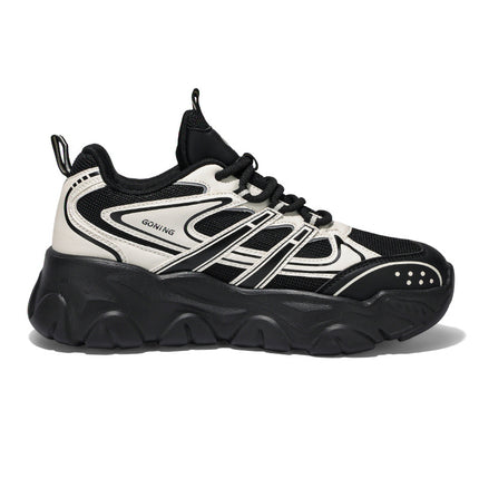Men's Shoes Winter 2024 New Trendy Versatile Sports Casual Men's Wear-Resistant Thick-Soled Height-Increasing Black Dad Sneakers