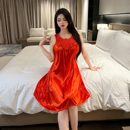 Korean version of sex hint pajamas light purple lace home clothing suit foreign trade plus size pure desire style war robe fun 4002