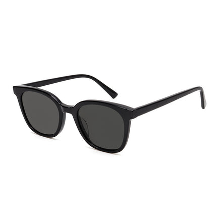M140 High-End Sunglasses for Women, Plate Round Frame Sunglasses for Driving, Men's Black Frame Trendy Finished Plate Glasses