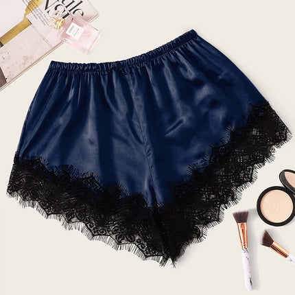 Thin Spring and Summer Ice Silk Bottoming Shorts Women's Lining Lace Edge Safety Pants Home All-match Solid Color Leggings