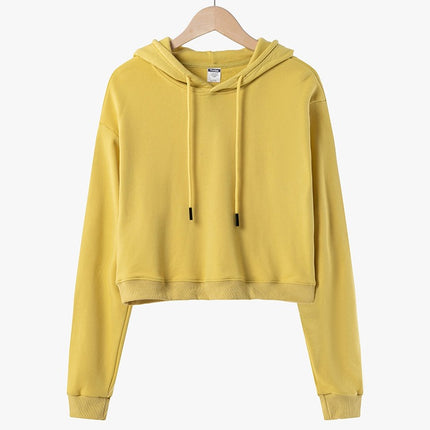 Short W Fashion Crop Top with Hooded Design for Dance Studio Tiktok Live Streaming, Cotton Cross-Border European and American Style Top