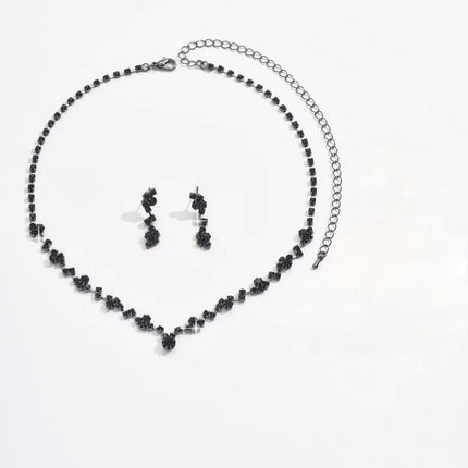 Wedding Fashion Hot Selling Jewelry suit European and American Temperament Gold and Silver Diamond Necklace Bracelet Earrings suit