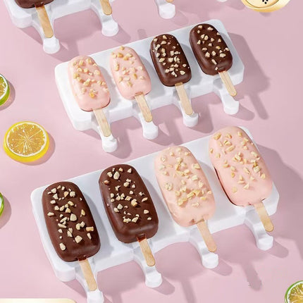 Cross-Border New Oval Ice Cream Mold with Lid, Easy to Release, Cheese Popsicle DIY Home Ice Cream Mold