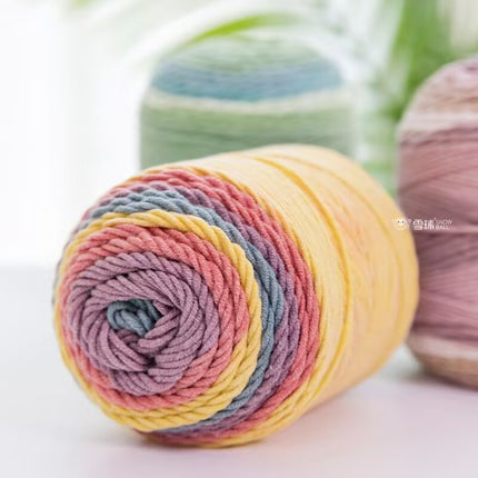 Cake Thread Snowball Wool Ball 5 Strands Milk Cotton Thread Rainbow Color Section Dyed Wool Scarf DIY Knitting Wool Ball