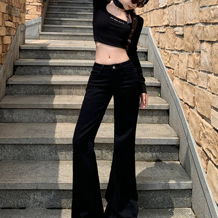 American Light Luxury Women's Jeans Autumn Thin 2024 New Fashion Trendy Micro-sweatpants Slimming Trousers
