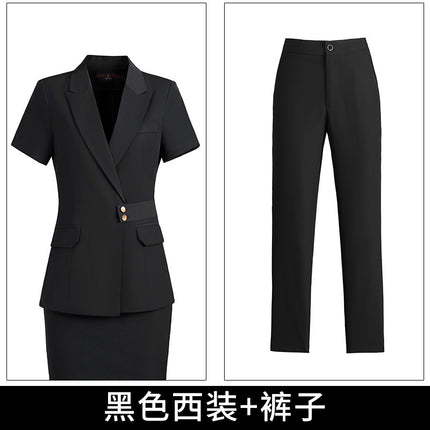 Short-sleeved professional suit suit women's summer high-end elegant hotel front desk manager work clothes beauty salon gold shop work clothes
