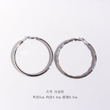 Brass Plated Real Gold European and American Niche Brushed Round Earrings Fashion Exaggerated Shiny Large Earrings Sexy Earrings 268