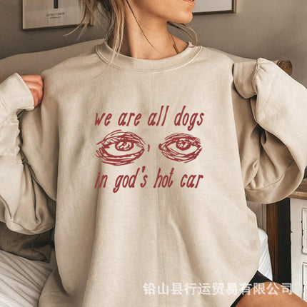 2023 European and American Export Print We Are Dogs Letter Trendyy Round Neck Sweatshirt Autum Printed Top
