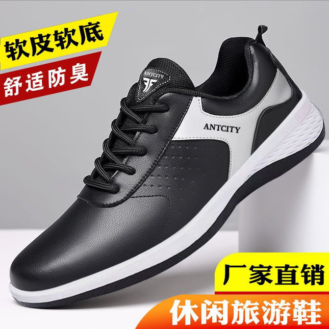 Men's shoes new travel shoes fashion shoes sneaker versatile classic casual shoes leather non-slip wear-resistant waterproof