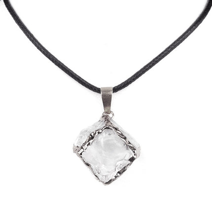 Imitation Crystal Rough Stone Square Electroplated Colorful Pendant Artificial Crystal Sugar Cube Necklace DIY Jewelry Pendant