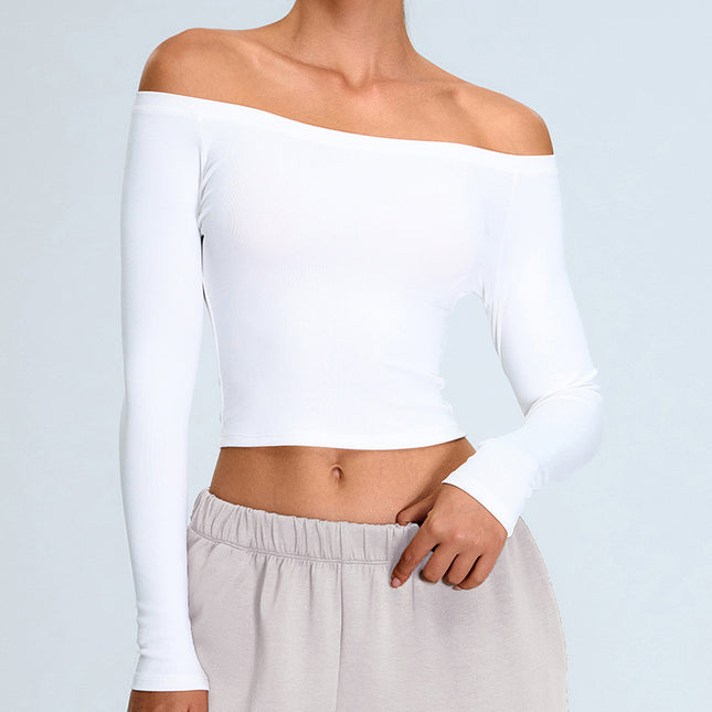 Cross-Border New Long-Sleeved Yoga Clothes, Feminine One-Shoulder Sports T-Shirts, Running Tops, Tight Sports Fitness Clothes