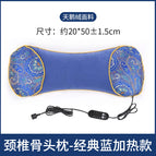 Heated velvet bone pillow blue