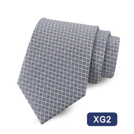 Source Tie Men's Polyester Yarn-dyed Jacquard Fabric Fine Plaid Business Casual Wine Red Wedding Tie