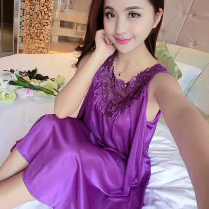 Sex Lingerie Sexy Pajamas Women's Summer Nightdress Lace Sleeveless Loose plus size Pajamas Sexy Pure Sex Clothes