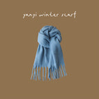 Thick solid color large scarf haze blue