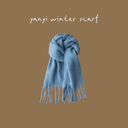 Imitation Cashmere Autumn and Winter Scarf Collection Plaid Scarf Women's Winter Thickeneded Warm Shawl Pure Color Student Scarf Cross-Border