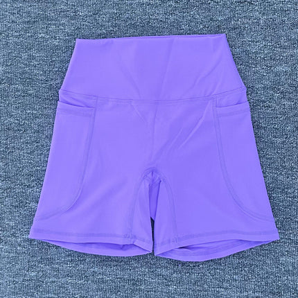 Summer Quick Drying Naked Sports Shorts High Waist Tight Yoga Pants Pocket Running Fitness Shorts 125