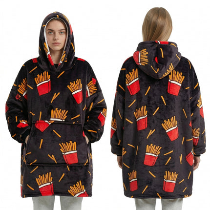 Pullover Pajamas, Flannel Hooded, Warm Men's and Women's Lazy Pajamas, Cold-Proof Cotton Hoodies, Large Size Sweatshirts, Warm and Comfortable