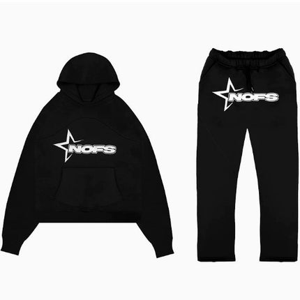 Y2K New Long Sleeve Noes Hoodie Suit Sweatshirt Two-Piece Punk Band Rock Clothing Streetwear