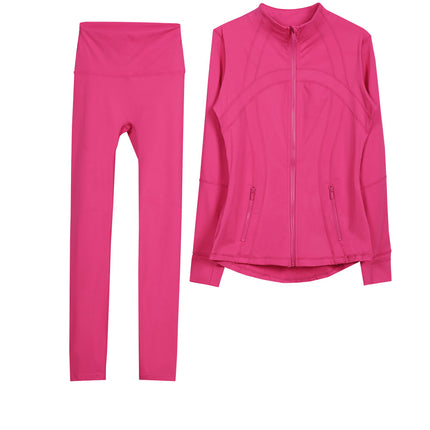 LULU Original Standard DF Yoga Suit suit Women's Top Long Sleeve Jacket Slim-fit Elastic Quick-drying Cropped Pants Fitness Running