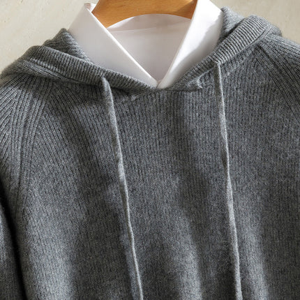 Cashmere Sweater Men's 100 Pure Cashmere Autumn and Winter New Arrival Yuanbao Needle Pullover Drawstring Hoodie Knitted Sweater Jacket