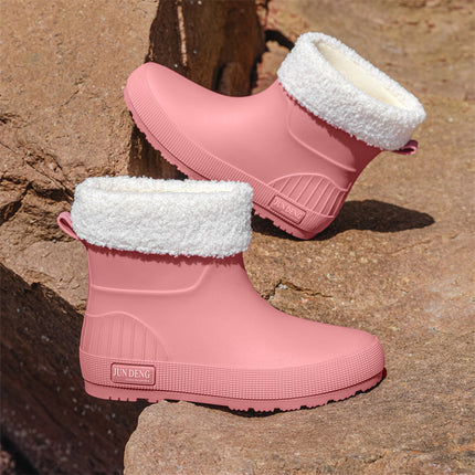 British Trendy Rain Boots, Outdoor Wading Boots, Fashionable Women's Rain Boots, Garden Boots, Flats Non-Slip Rubber Shoes, Foot Water Shoes for Women