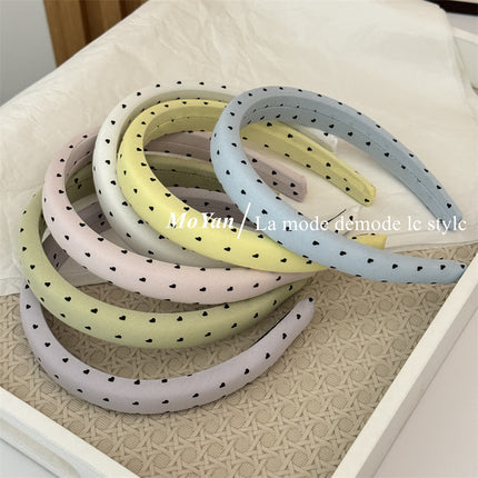 Korean-Style Fresh Heart Fabric Headband Sweet Temperament Girl Face-Washing Headband High Crown Non-Slip Outdoor Hair Clip
