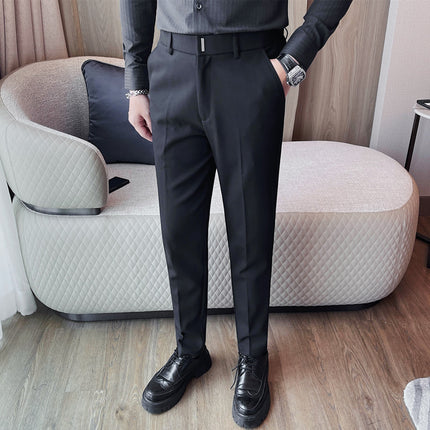 Small sweet potato grass quality autumn new men's casual pants waist elastic Korean business slim men's trousers