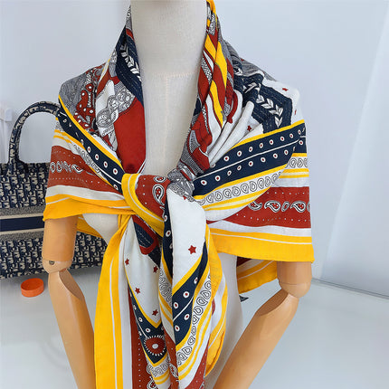 130cm French fashion new saddle chain Women's imitation silk wool material shawl warm scarf large square towel wholesale