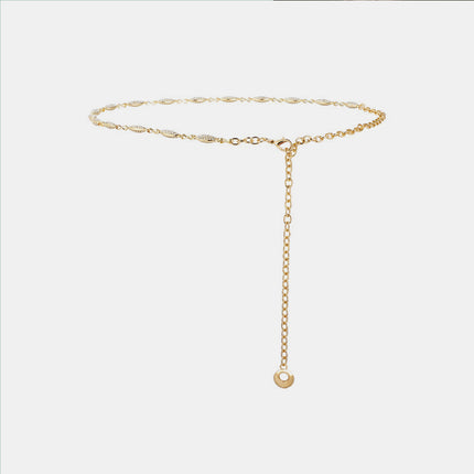 Korean-style High-end Metal Rhinestone Waist Chain for Women Decoration Summer Elegant Accessories dress Chanel Style Chain Belt
